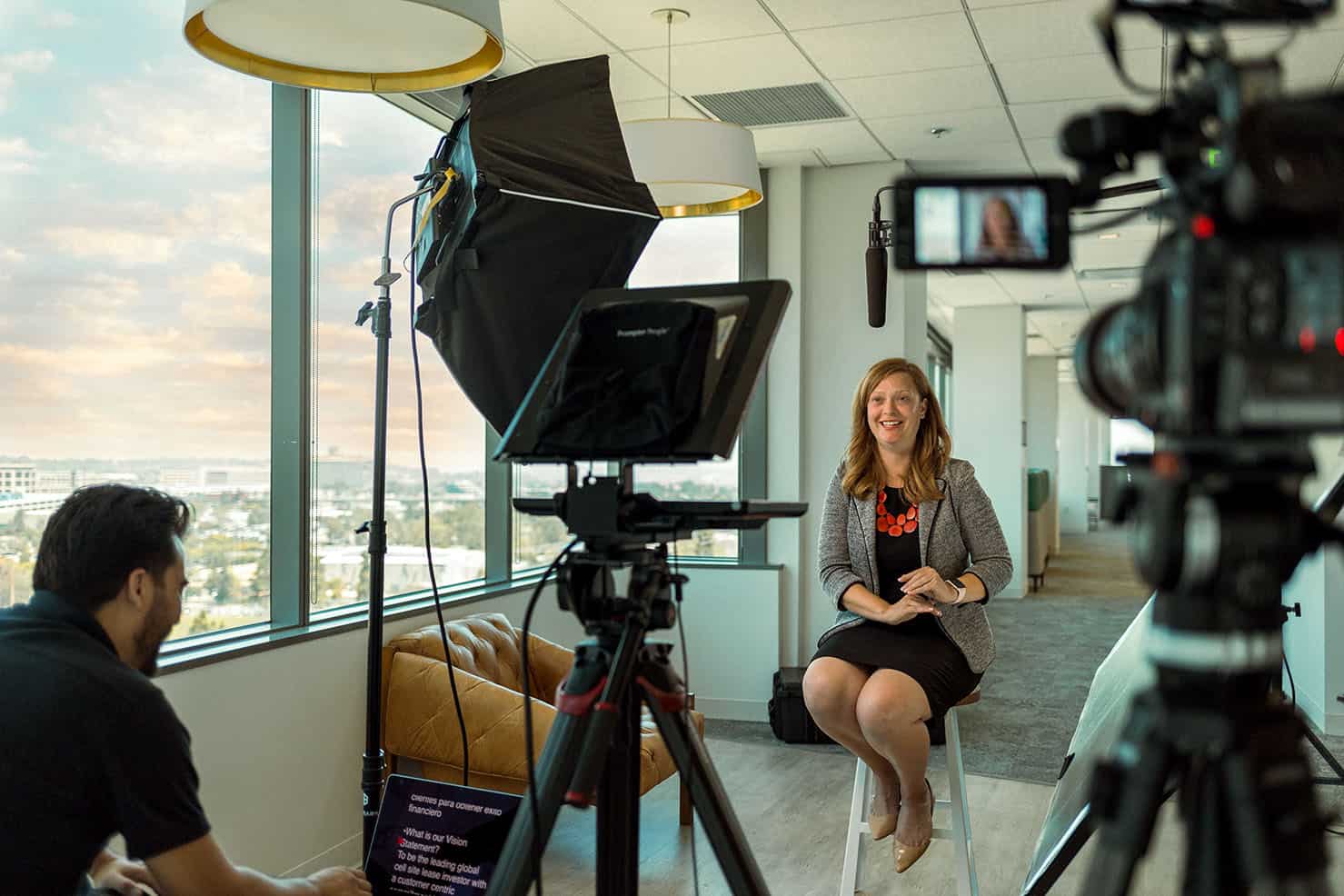 Behind the scenes — interview setup on a Blue Barn brand video shoot