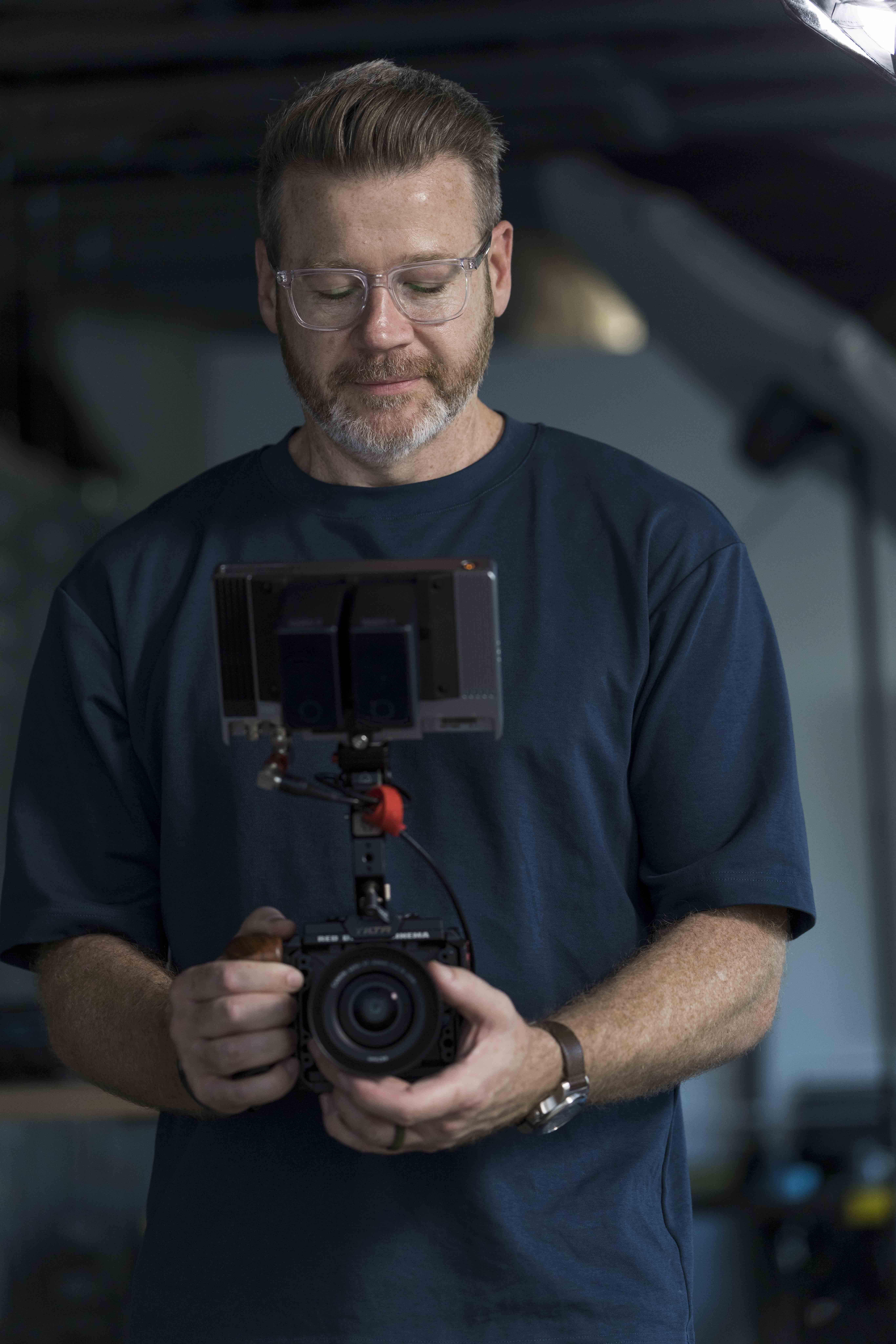 Stephen Alberts, Blue Barn co-founder and DP, filming on set