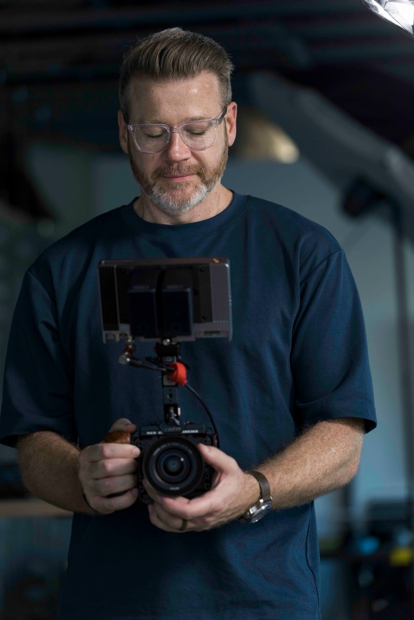 Stephen Alberts, Blue Barn co-founder and DP, filming on set