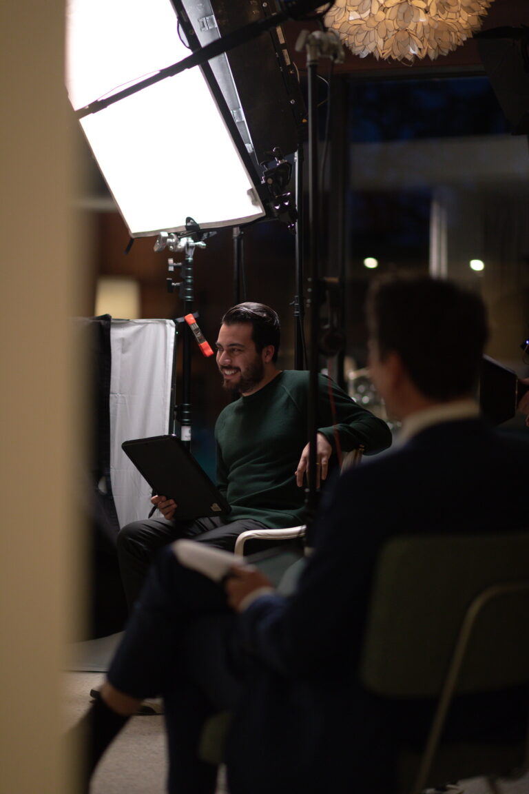 Carlos conducting interviews on the Frank Sinatra estate.