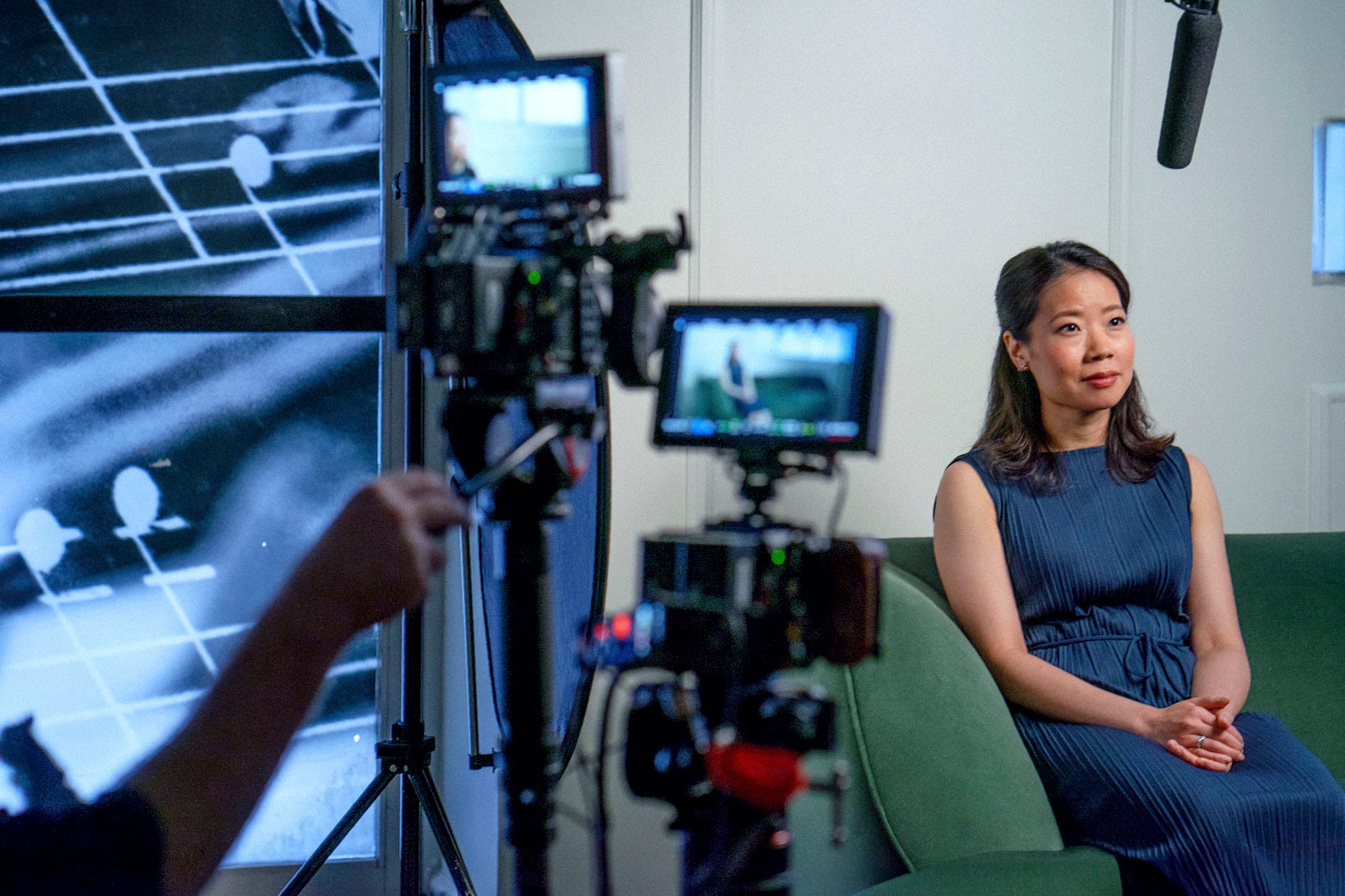 Behind the scenes during the San Diego Symphony musician profile interviews, Blue Barn Creative 2024
